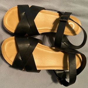 Black Cork Heeled Sandals